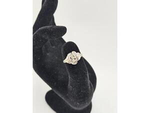 Sterling Silver Rose Shaped Ring, Size 6